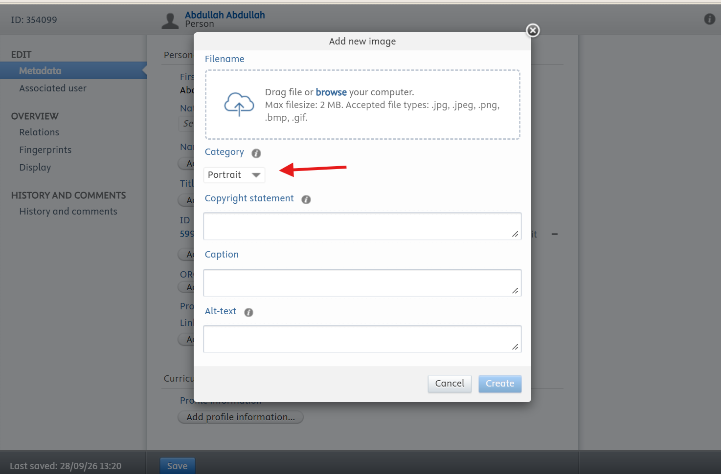 The Add new image window.